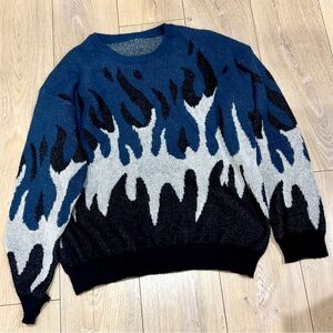 Blue Flame Ugly Christmas Sweater - XL